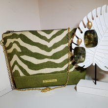 Load image into Gallery viewer, Olive Green Zebra Crossbody