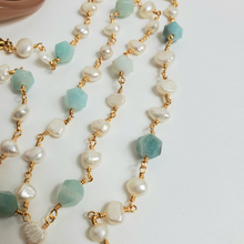 Load image into Gallery viewer, Pearl & Turquoise Glasses Chain