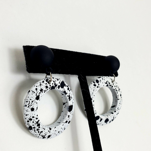 Black & White Paint splotch Earring
