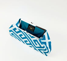 Load image into Gallery viewer, Jazz Clasp- Blue &amp; White Geometric Clutch

