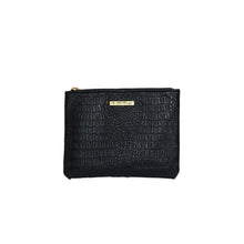Load image into Gallery viewer, Black Leather Zip Clutch
