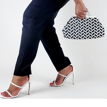 Load image into Gallery viewer, Jazz Clasp- Black &amp; White Chevron Clutch
