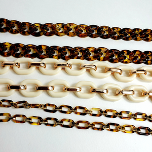 3-in-1 Chunky Acrylic Chain- Ivory & Gold