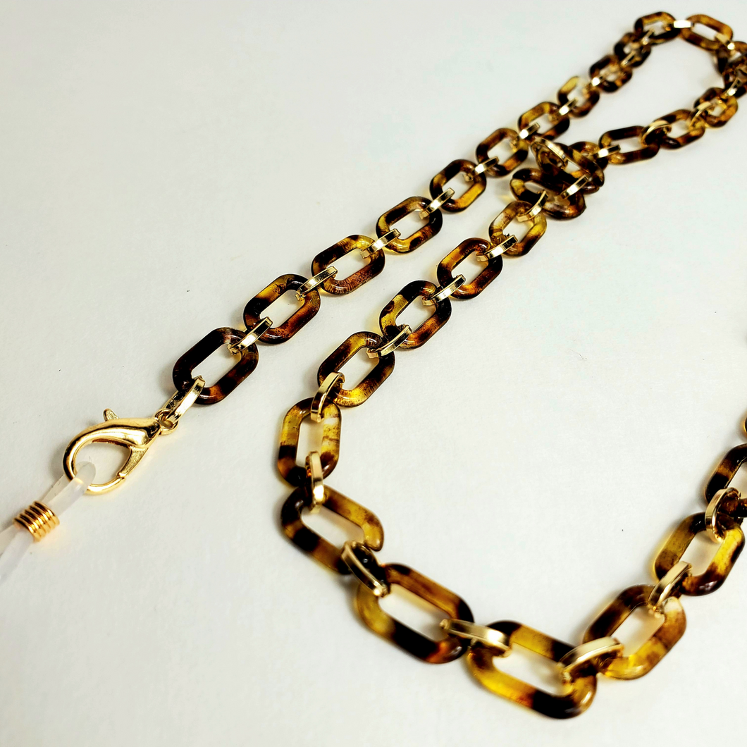 Acrylic Glasses Chain- Tortoise & Gold